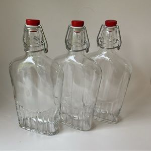 3 Decorative Glass Maple Syrup Flasks / Bottles - 500 ml Each